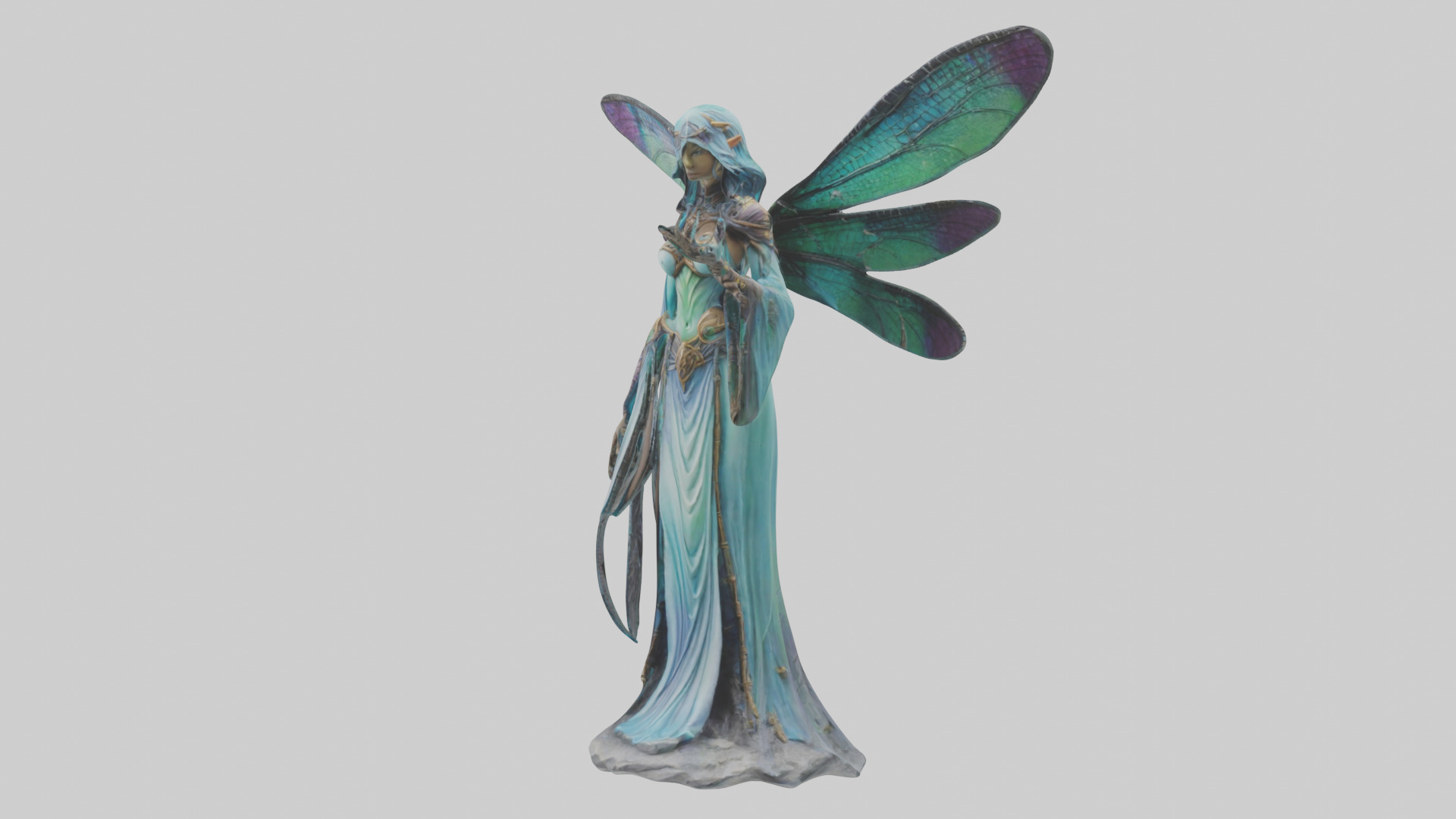 Dragonfly Sorceress statue model Low-poly 3D model_15