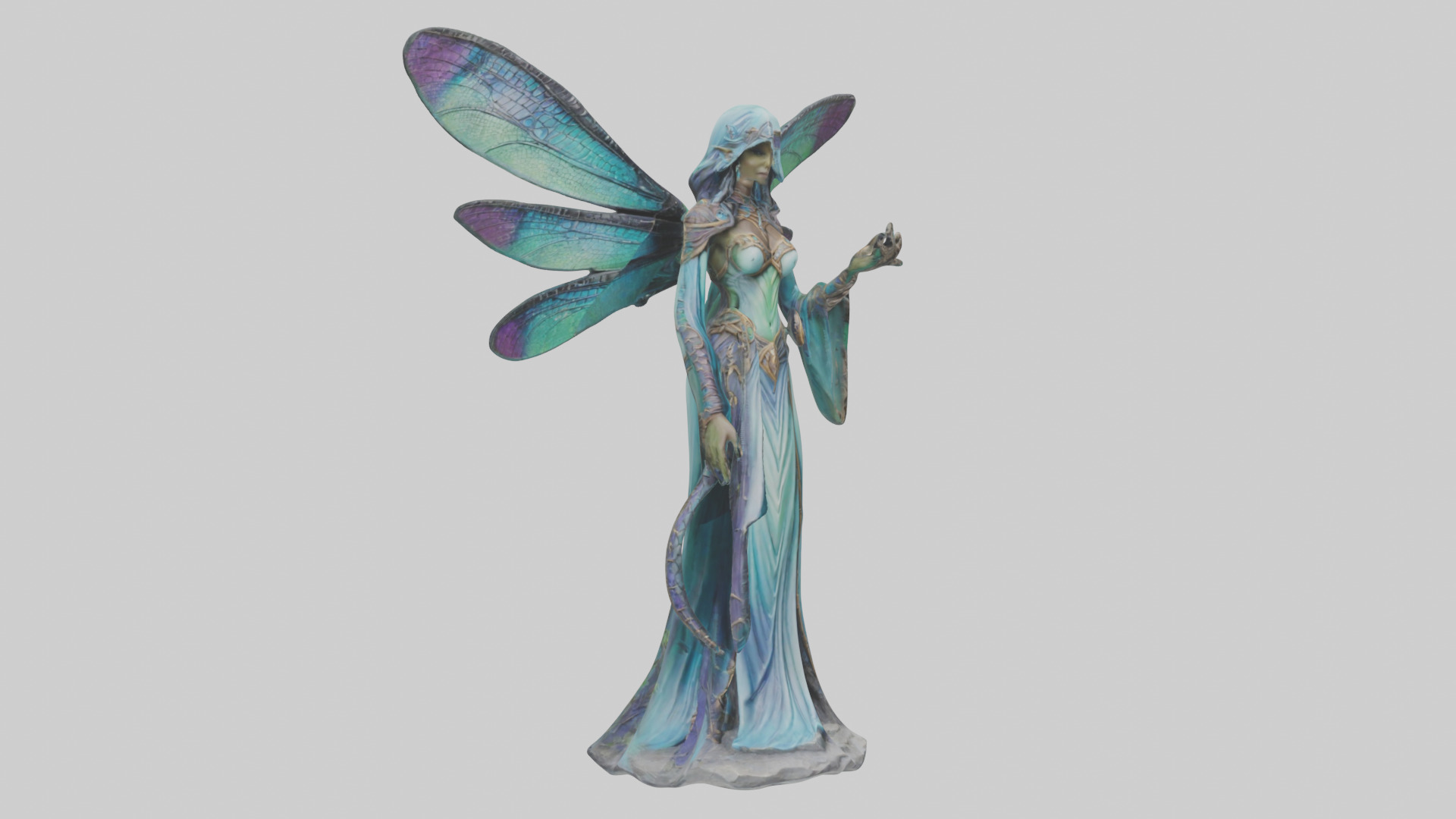 Dragonfly Sorceress statue model Low-poly 3D model_2