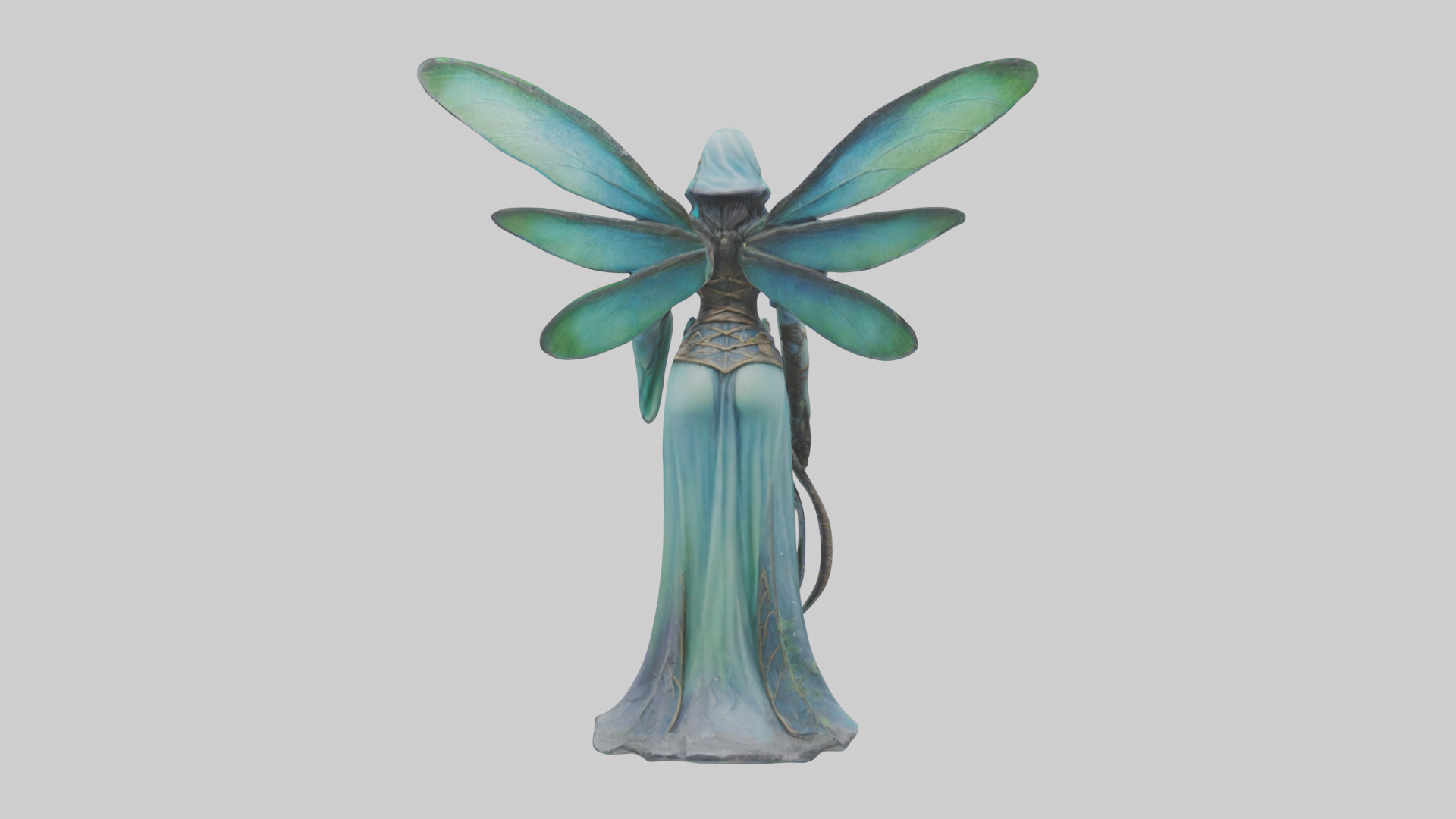 Dragonfly Sorceress statue model Low-poly 3D model_4