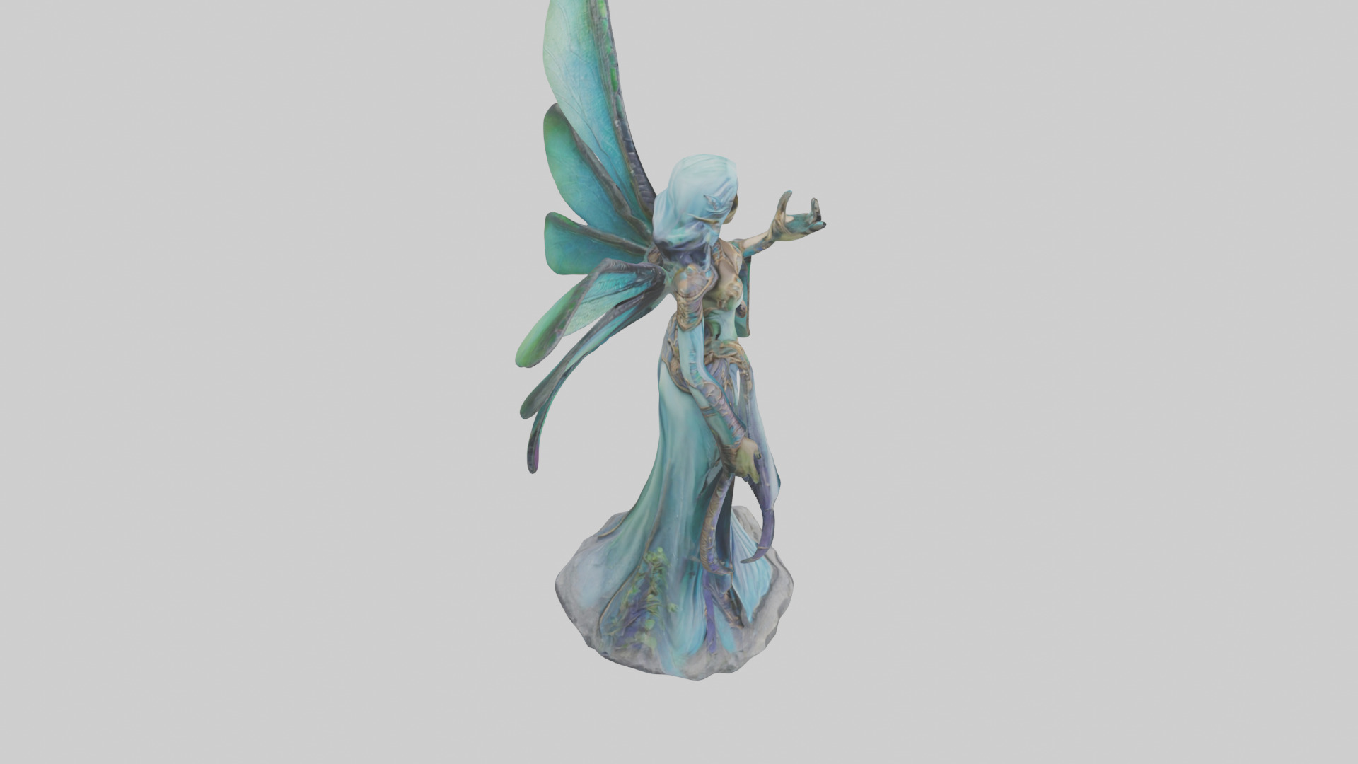 Dragonfly Sorceress statue model Low-poly 3D model_28