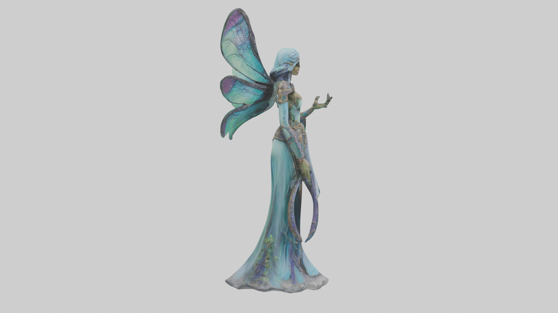 Dragonfly Sorceress statue model Low-poly 3D model_23