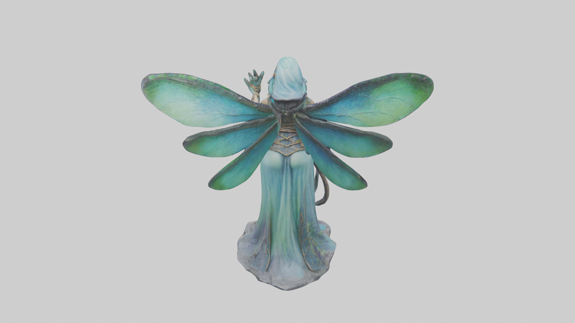 Dragonfly Sorceress statue model Low-poly 3D model_25