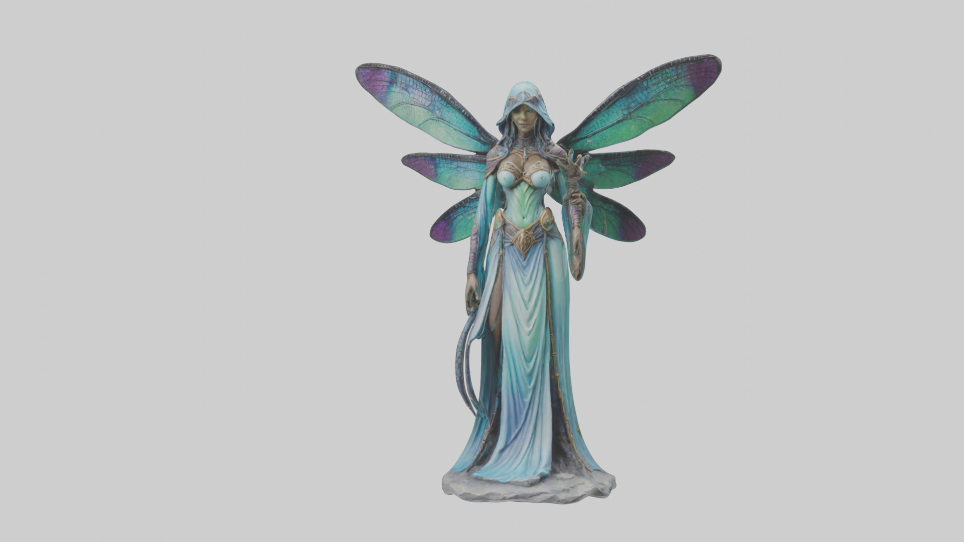 Dragonfly Sorceress statue model Low-poly 3D model_3