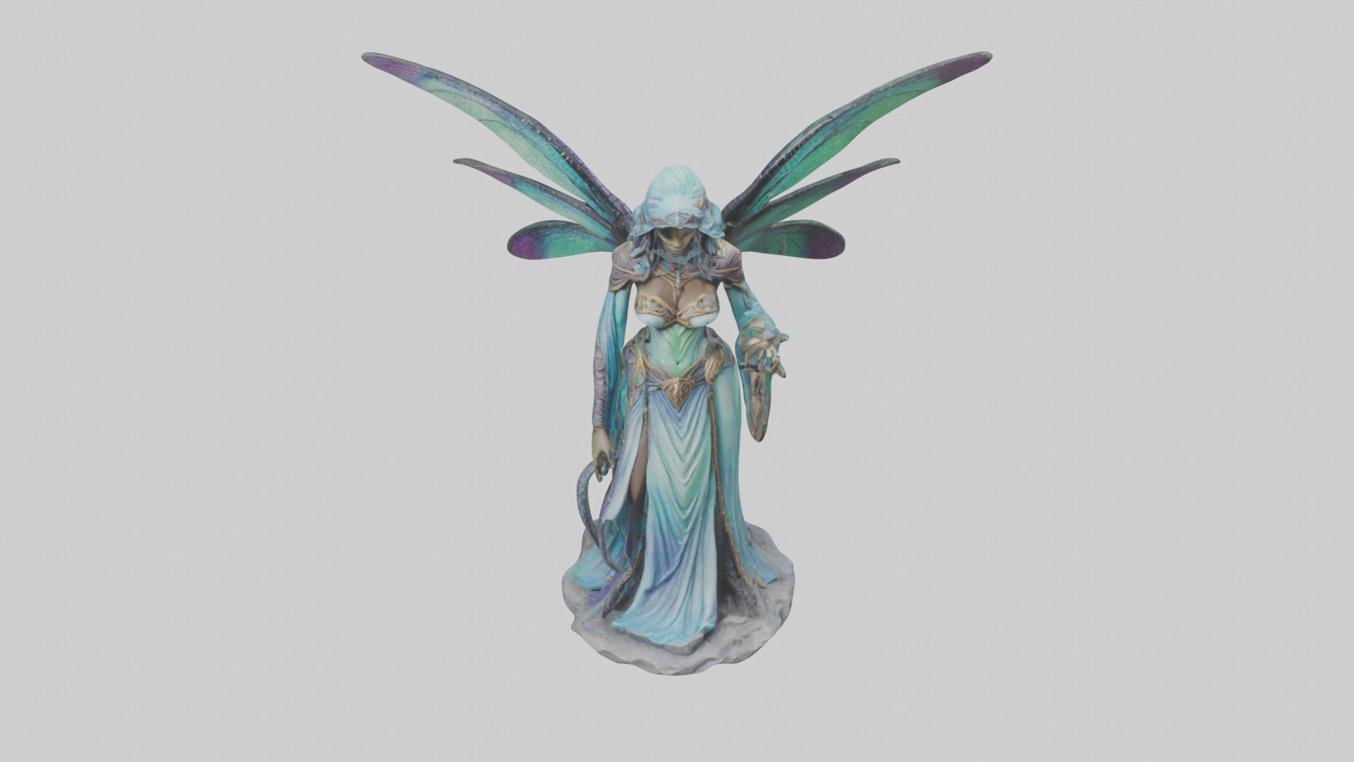 Dragonfly Sorceress statue model Low-poly 3D model_26