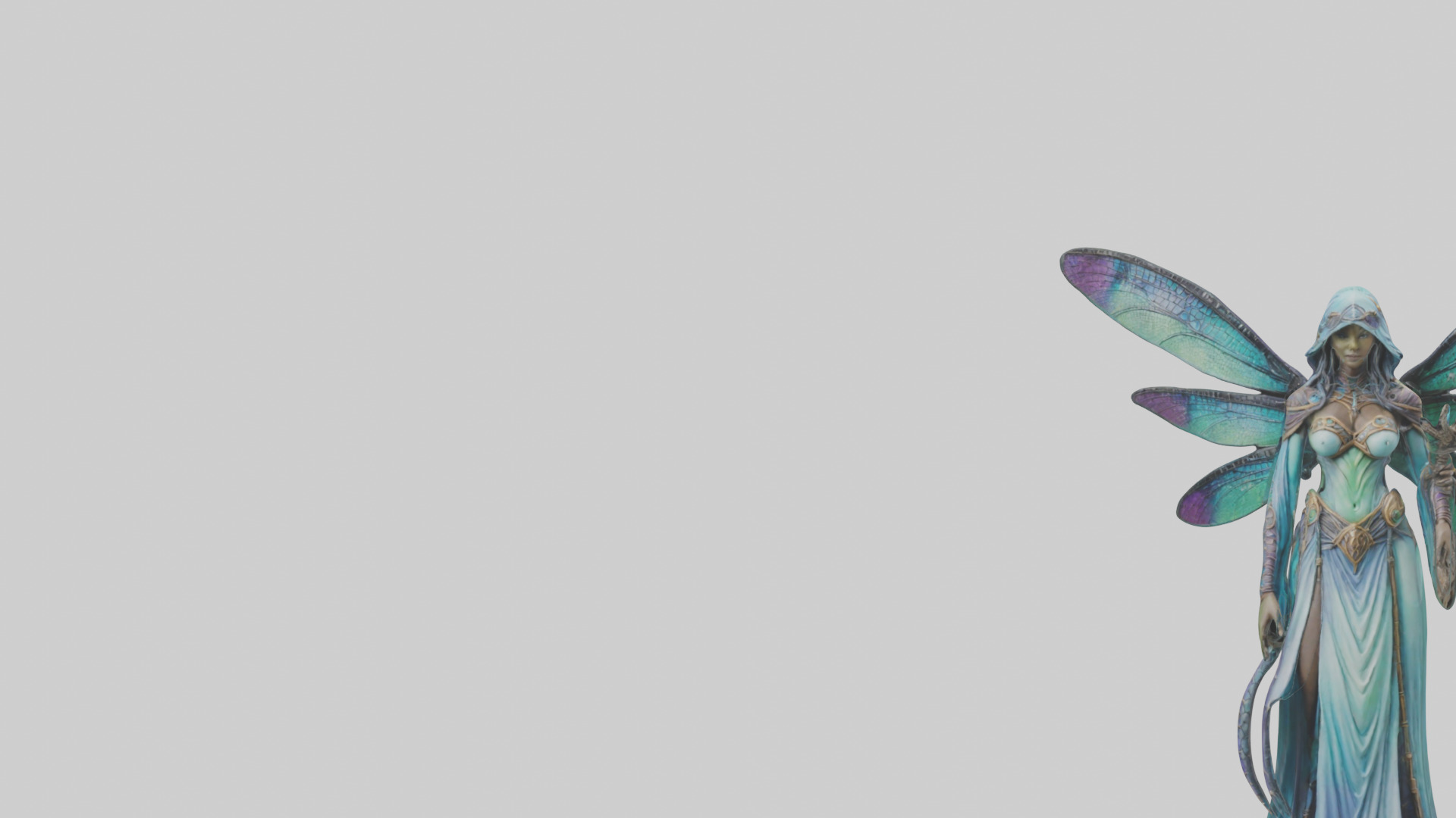 Dragonfly Sorceress statue model Low-poly 3D model_21