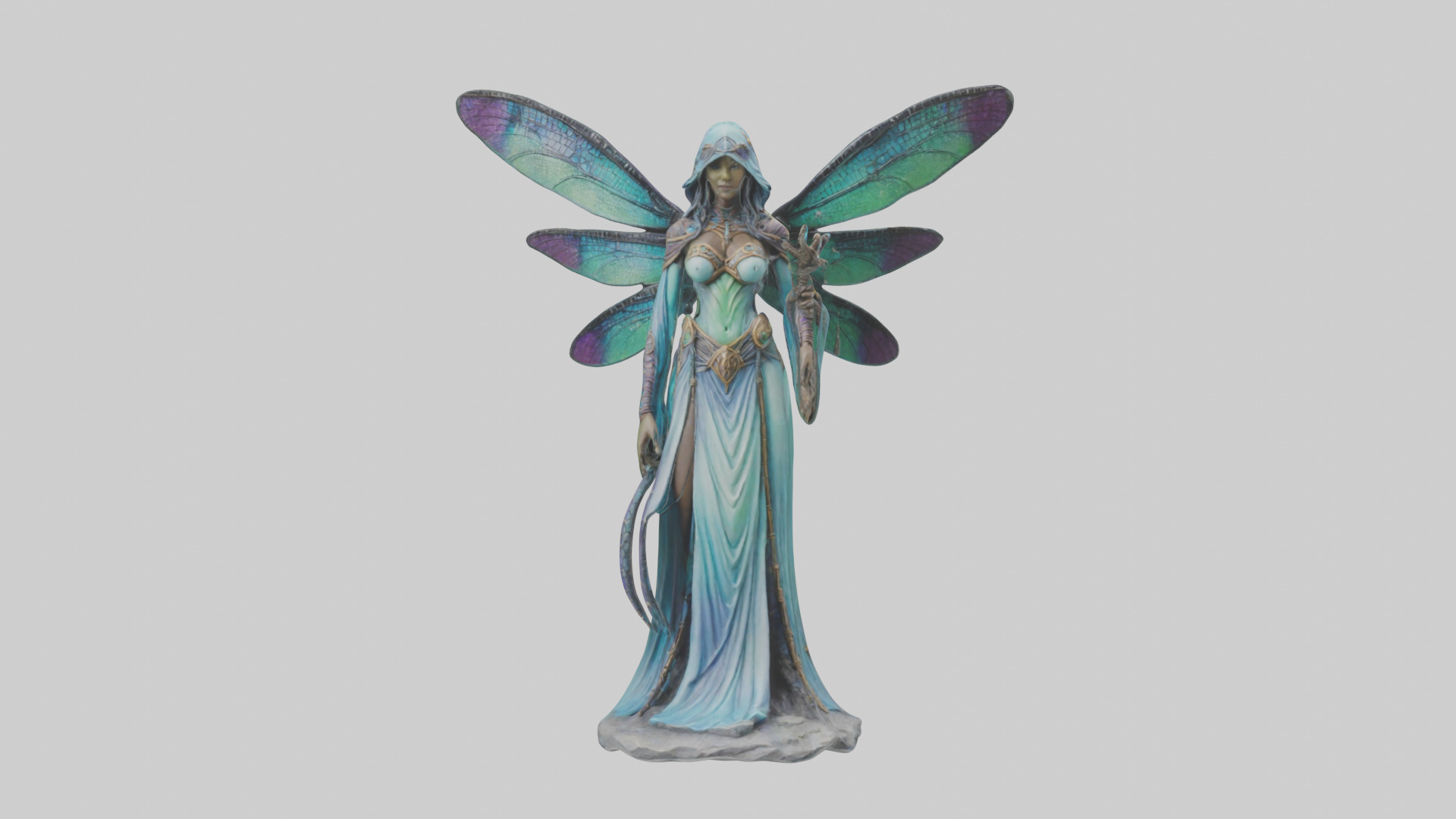 Dragonfly Sorceress statue model Low-poly 3D model_17