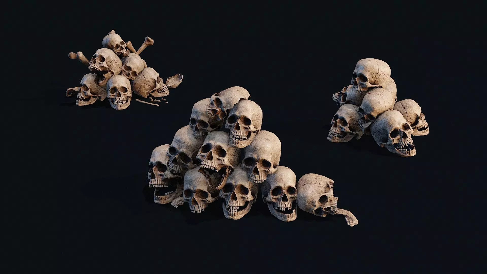 Skulls Pile Low-poly 3D model