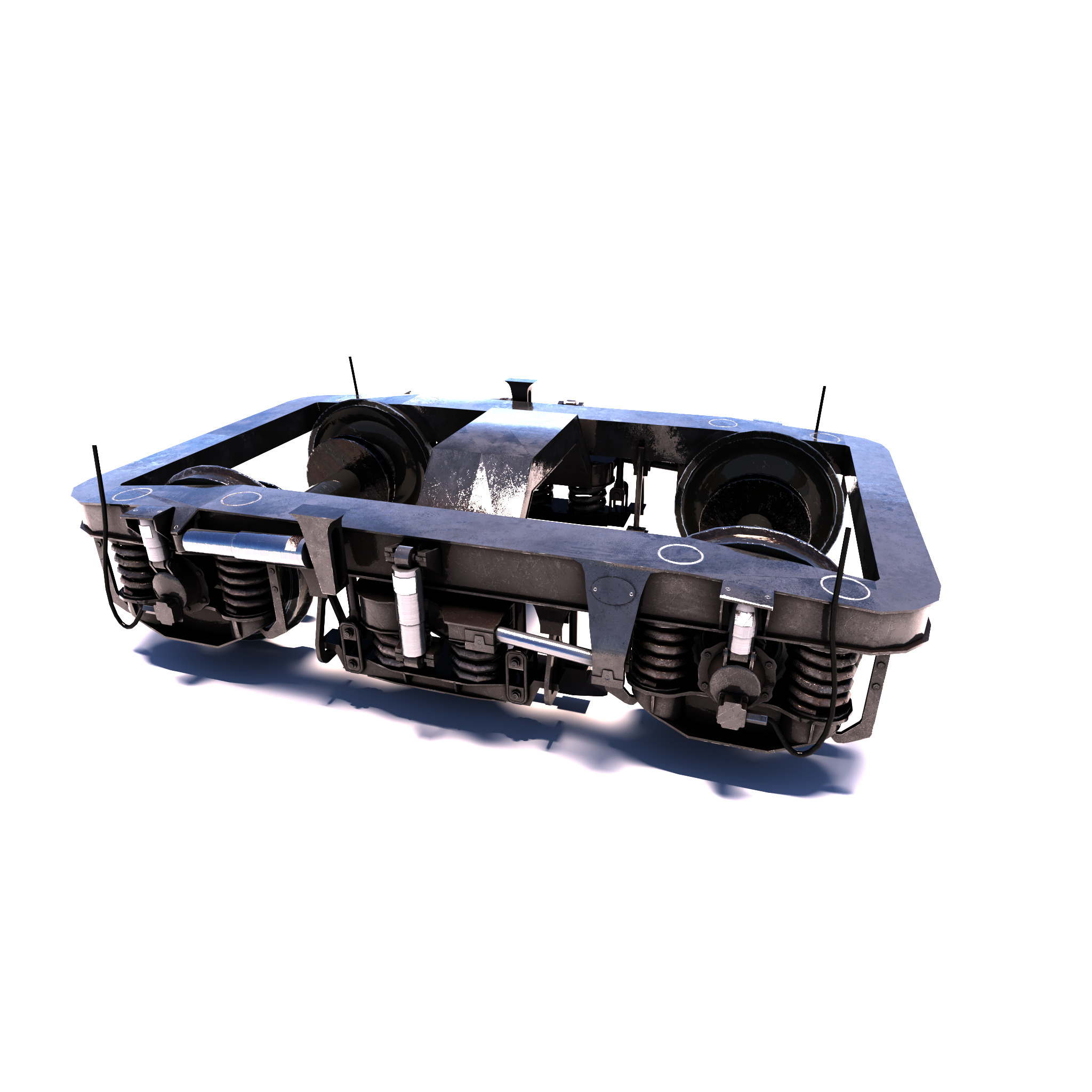 Train bogey PBR Low-poly 3D model_2