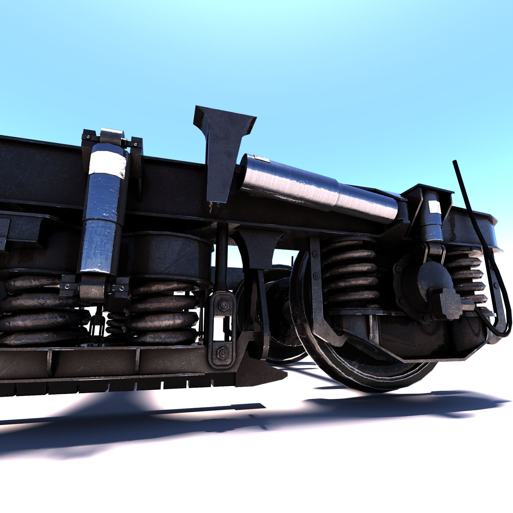 Train bogey PBR Low-poly 3D model_7