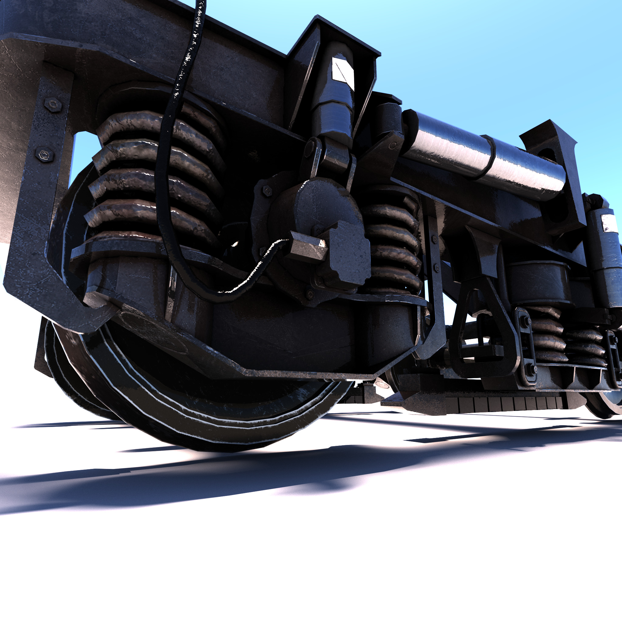 Train bogey PBR Low-poly 3D model_6