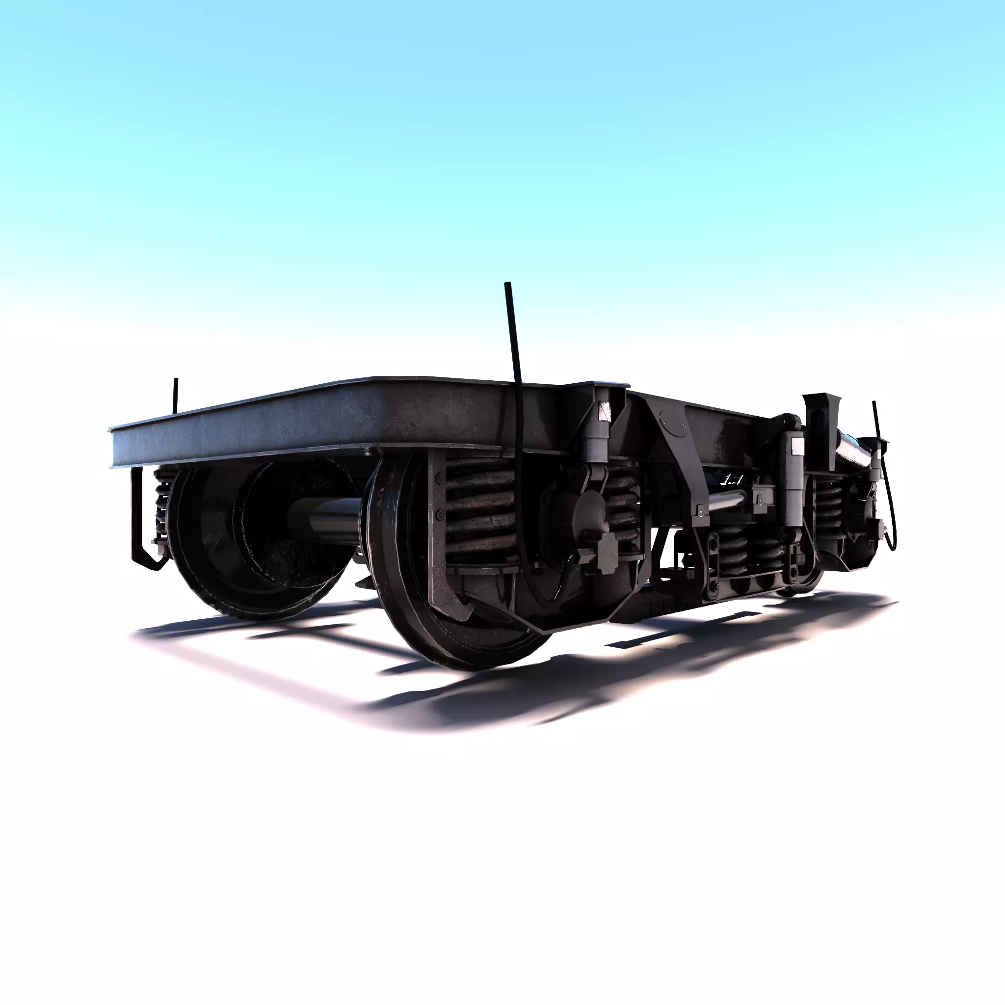 Train bogey PBR Low-poly 3D model_0