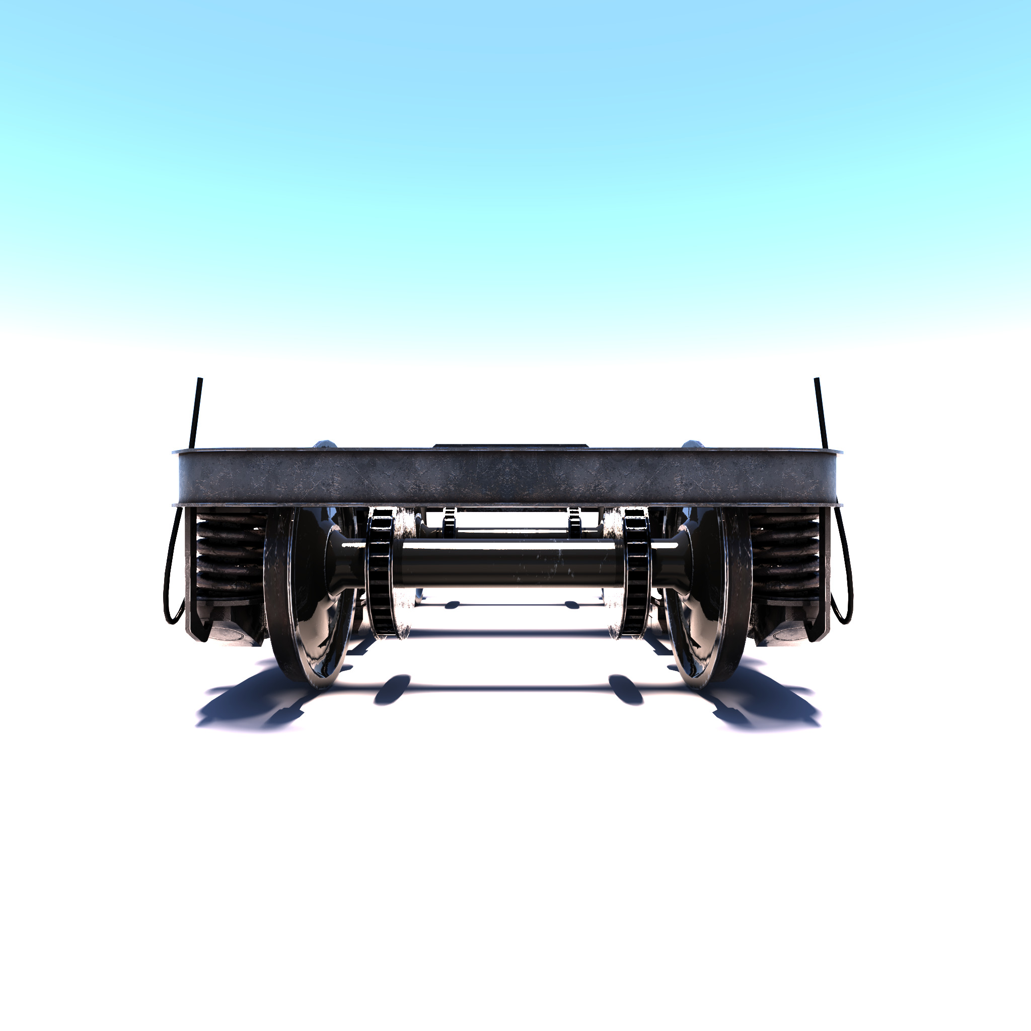 Train bogey PBR Low-poly 3D model_1