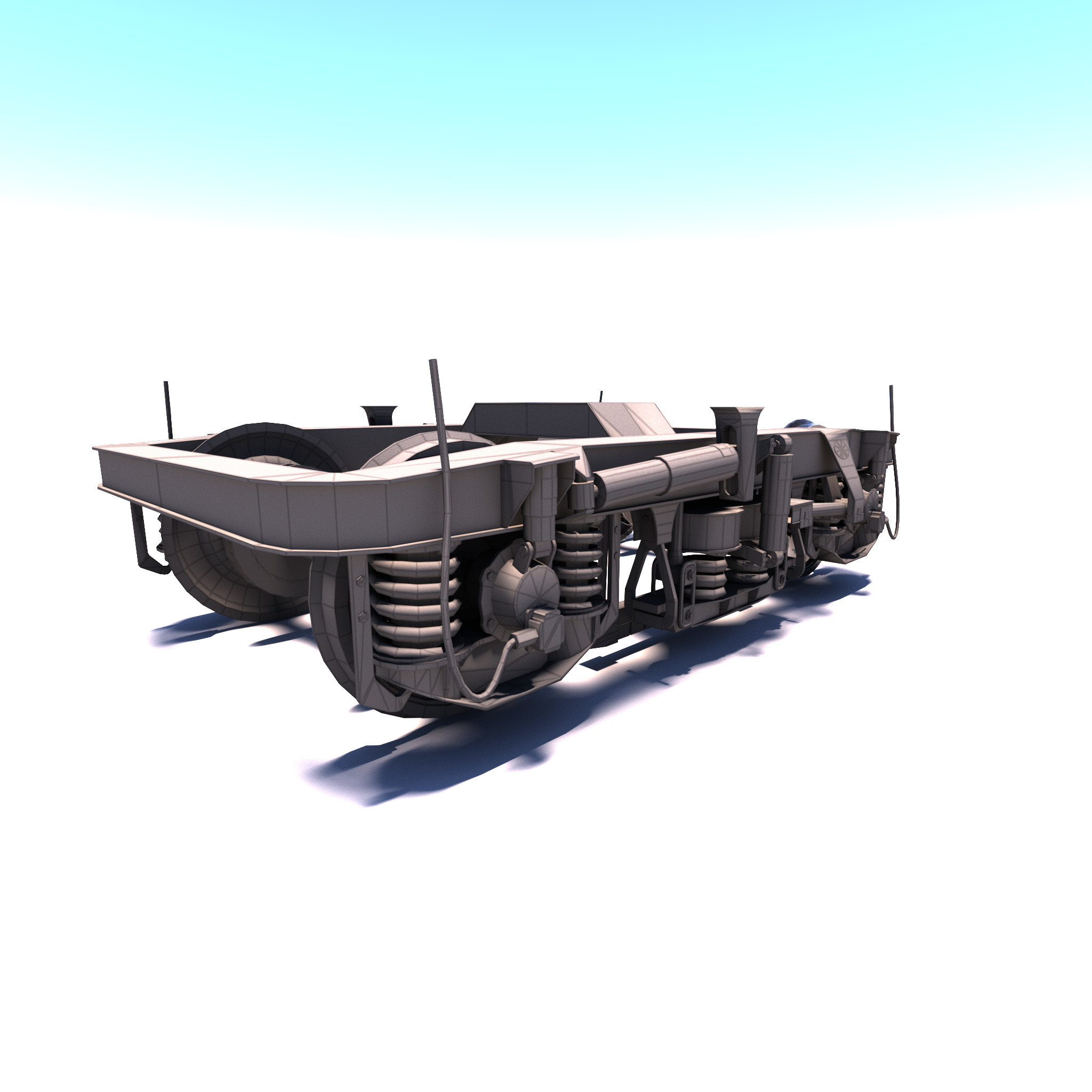 Train bogey PBR Low-poly 3D model_5