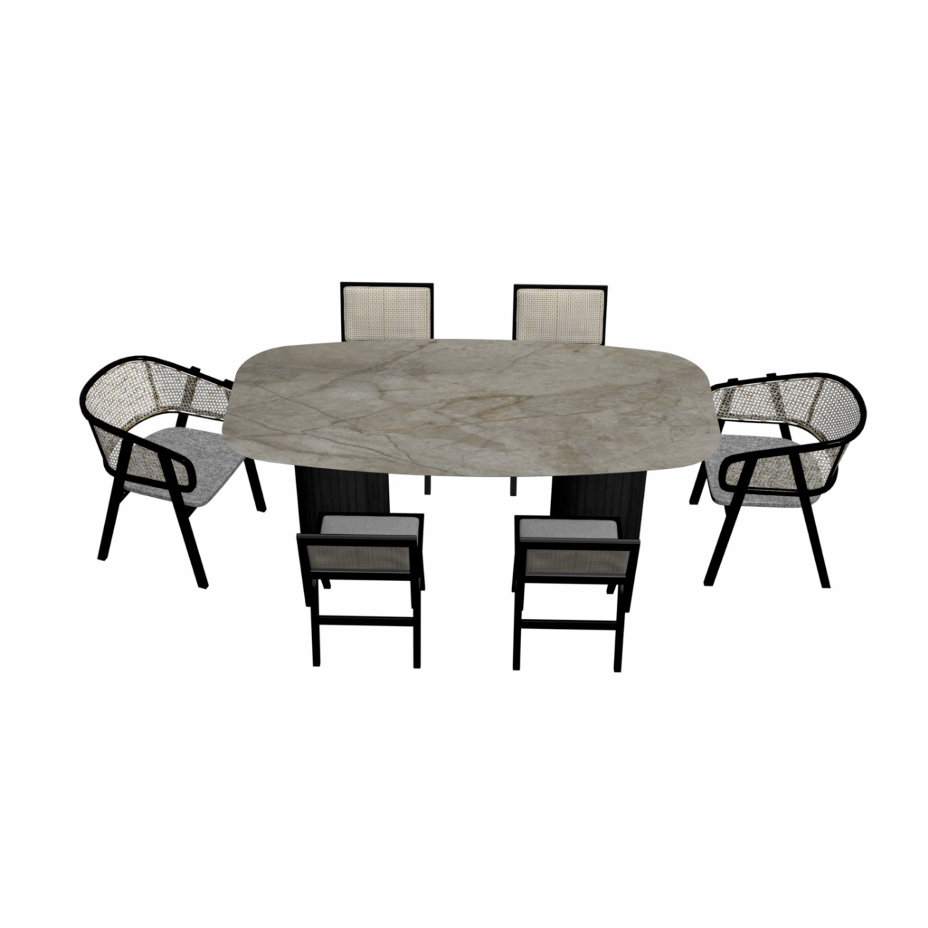 modern dining table chair 3D model_1