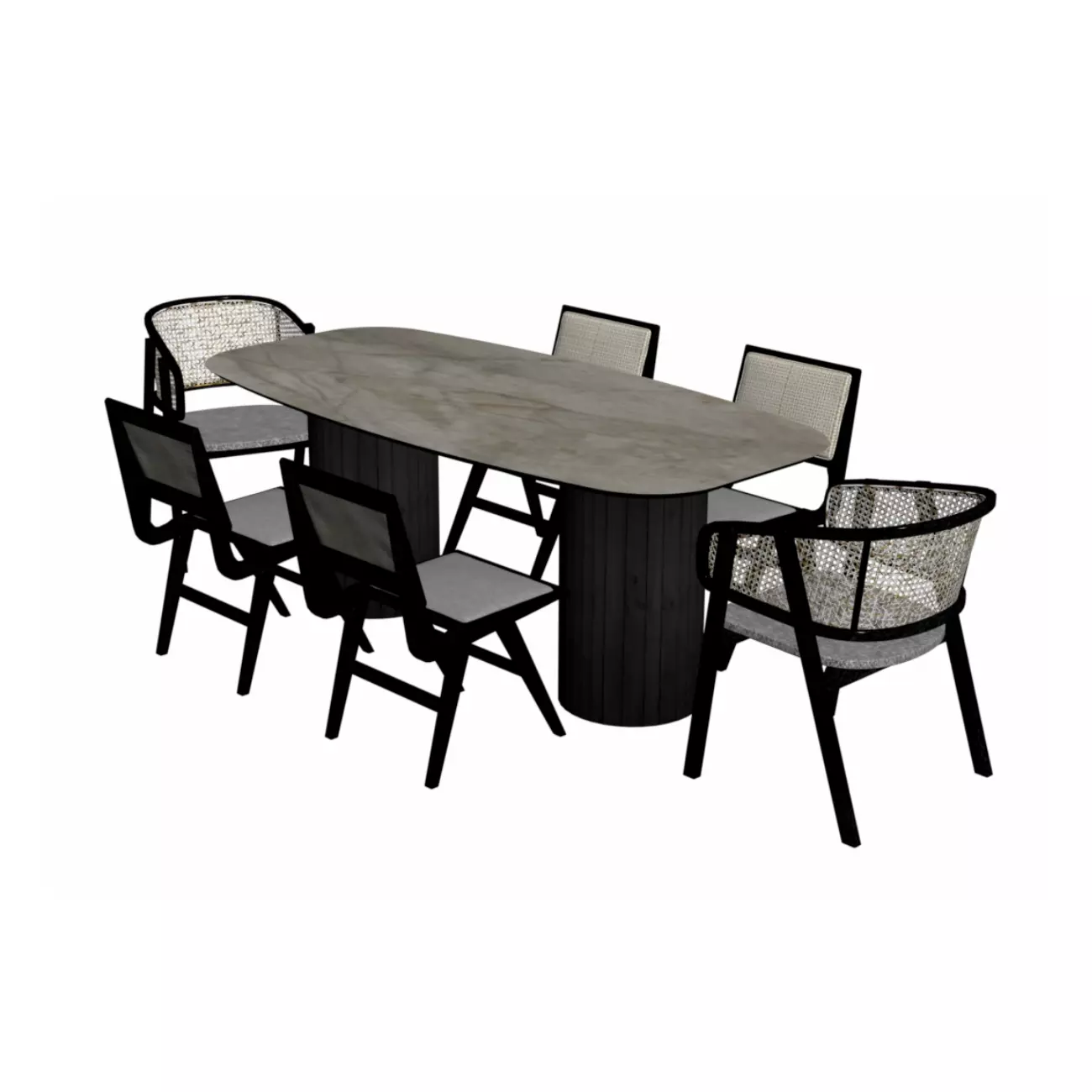 modern dining table chair 3D model_0