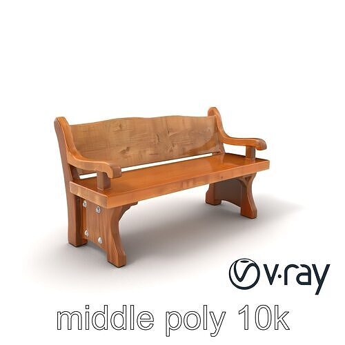 Old World Council Bench Rustic Wood model pack Low-poly 3D model