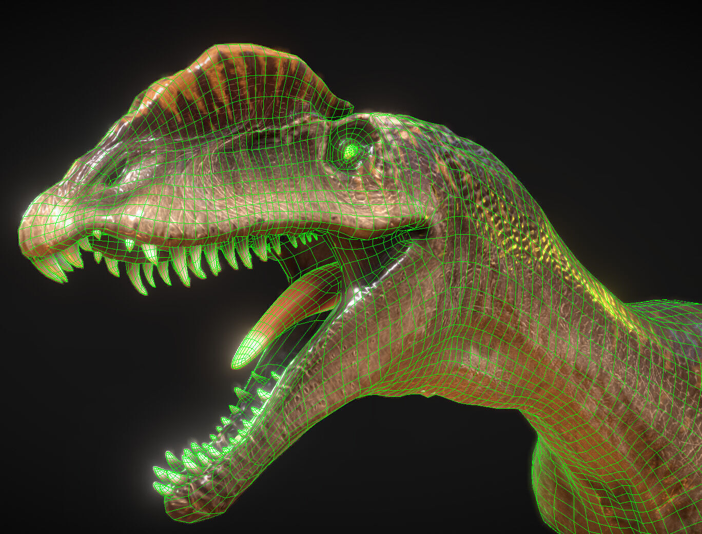 Dilophosaurus Low-poly 3D model_1