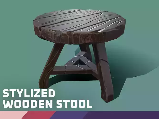 Stylized Wooden Stool