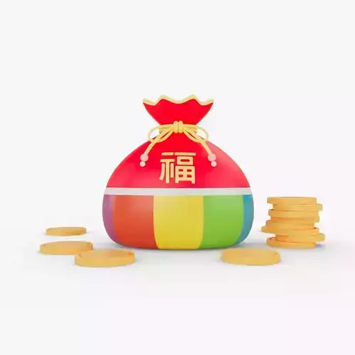 Korean New Year Lucky Bag and Coins 3D model