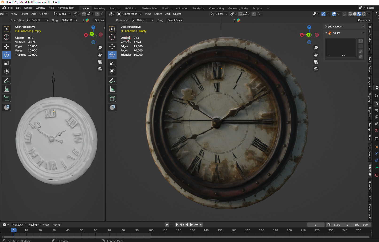 old wall clock Low-poly 3D model_2