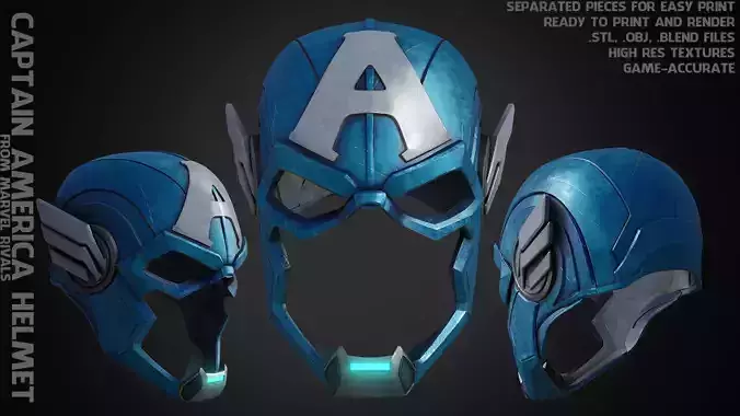 Marvel Rivals Captain America Helmet for Cosplay 3D print model