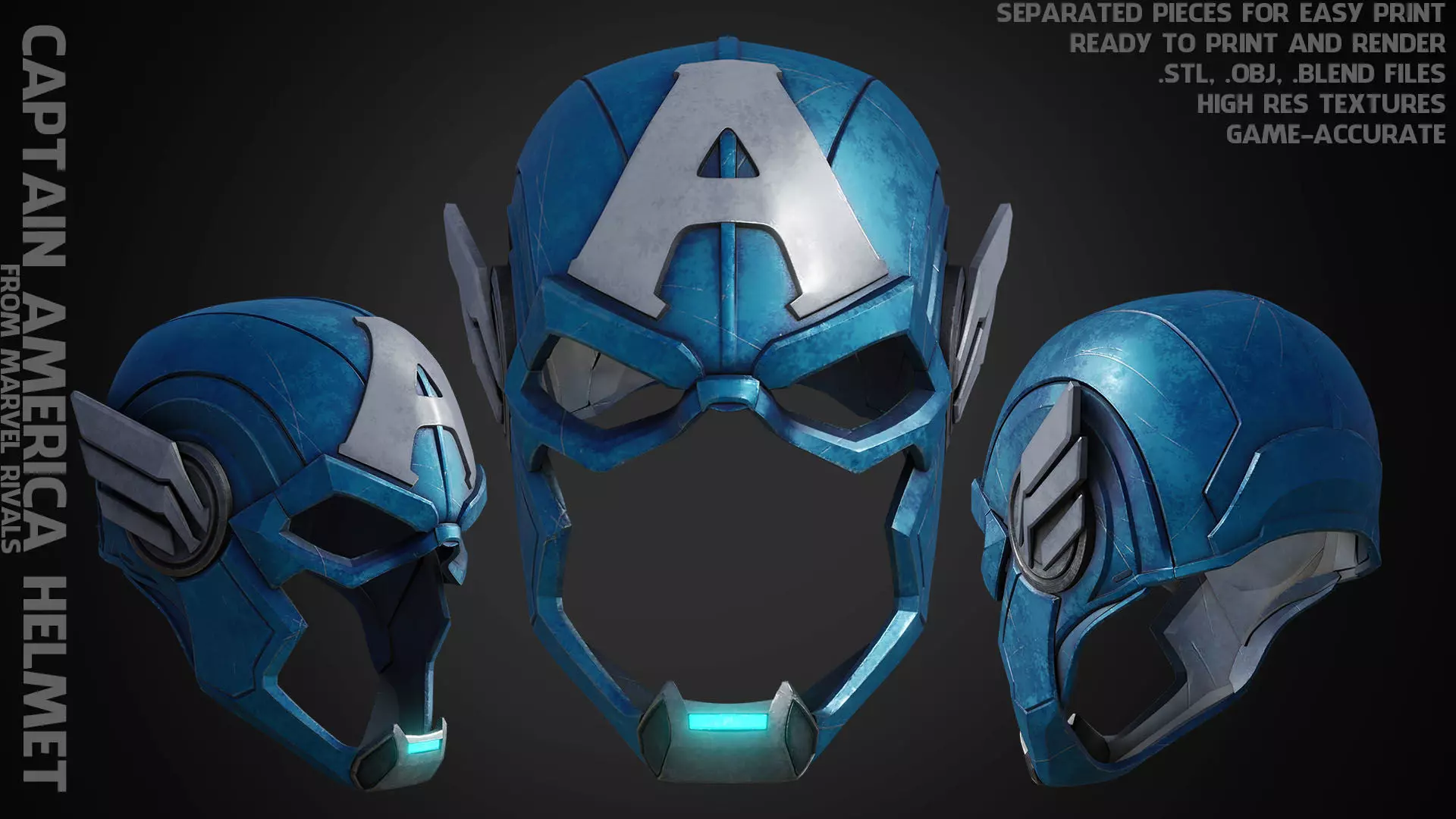Marvel Rivals Captain America Helmet for Cosplay 3D print model_0
