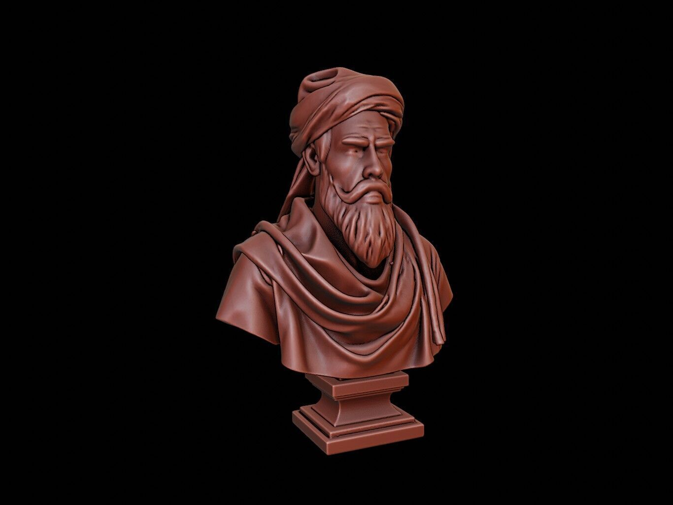 Ibn Battuta Bust 3D print model_1