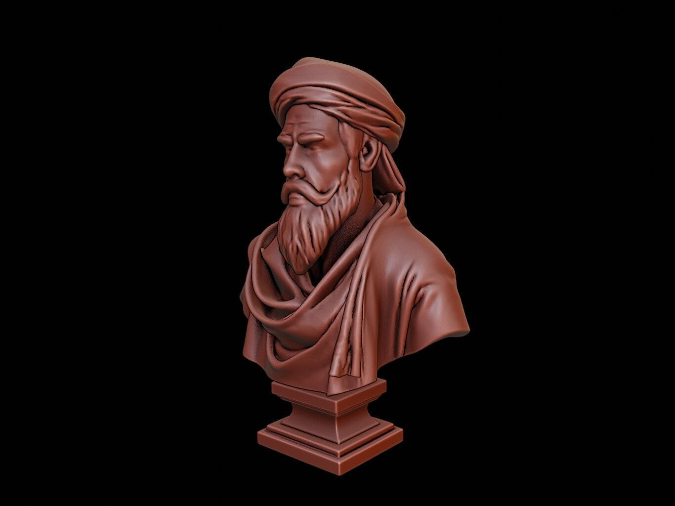 Ibn Battuta Bust 3D print model_2