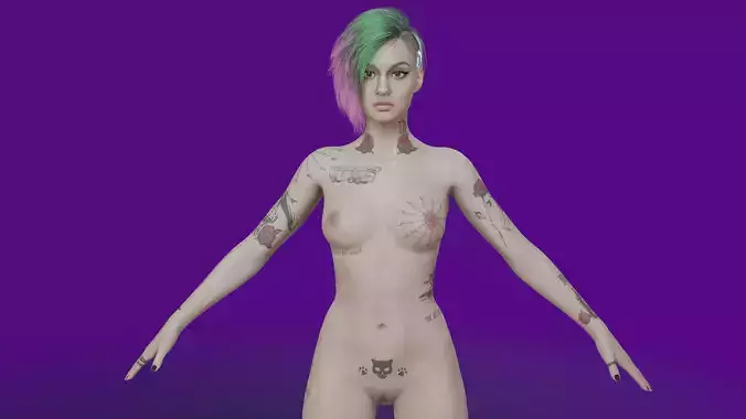 Judy Alvarez Nude Cyberpunk Character Low-poly 3D model