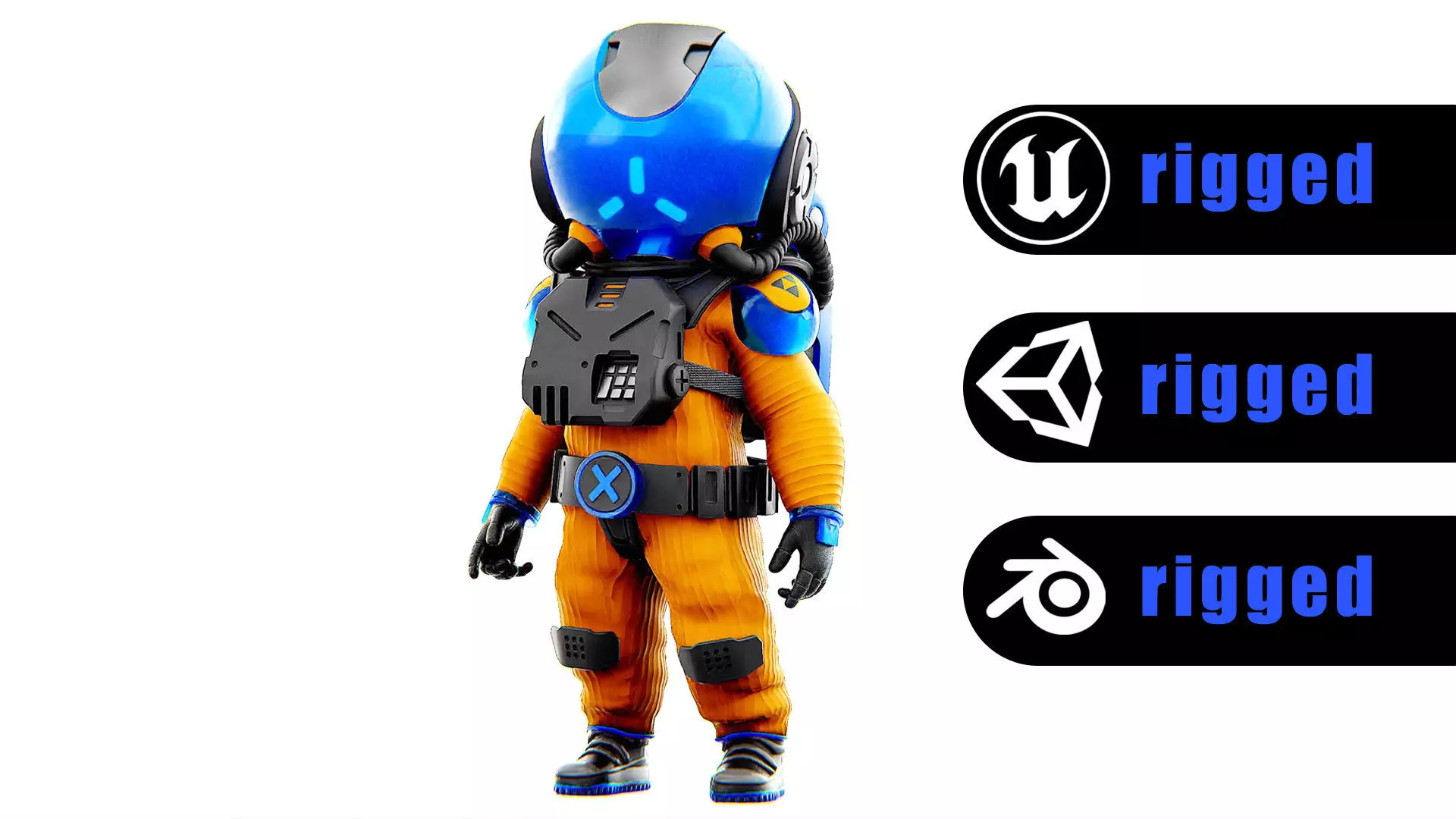 TOON ASTRONAUT F-A Rigged for Unreal Engine - Unity - MIXAMO 3D model