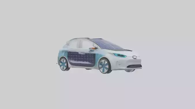 Electric Car with Solar Panels model Low-poly 3D model