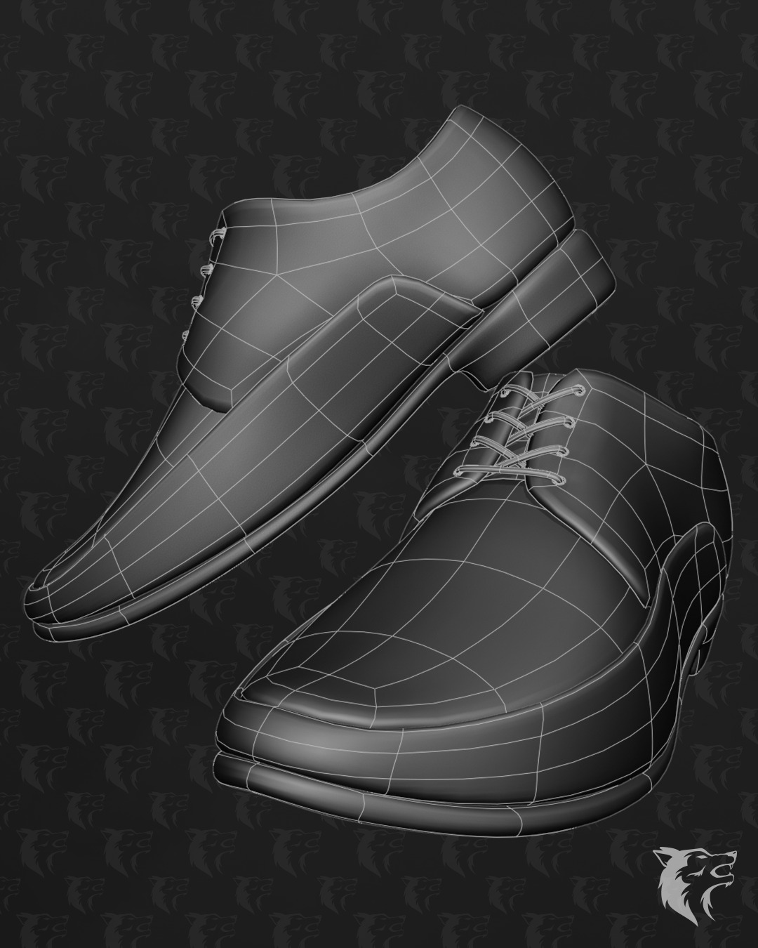Dress Shoe - Quad Topology Low-poly 3D model_6