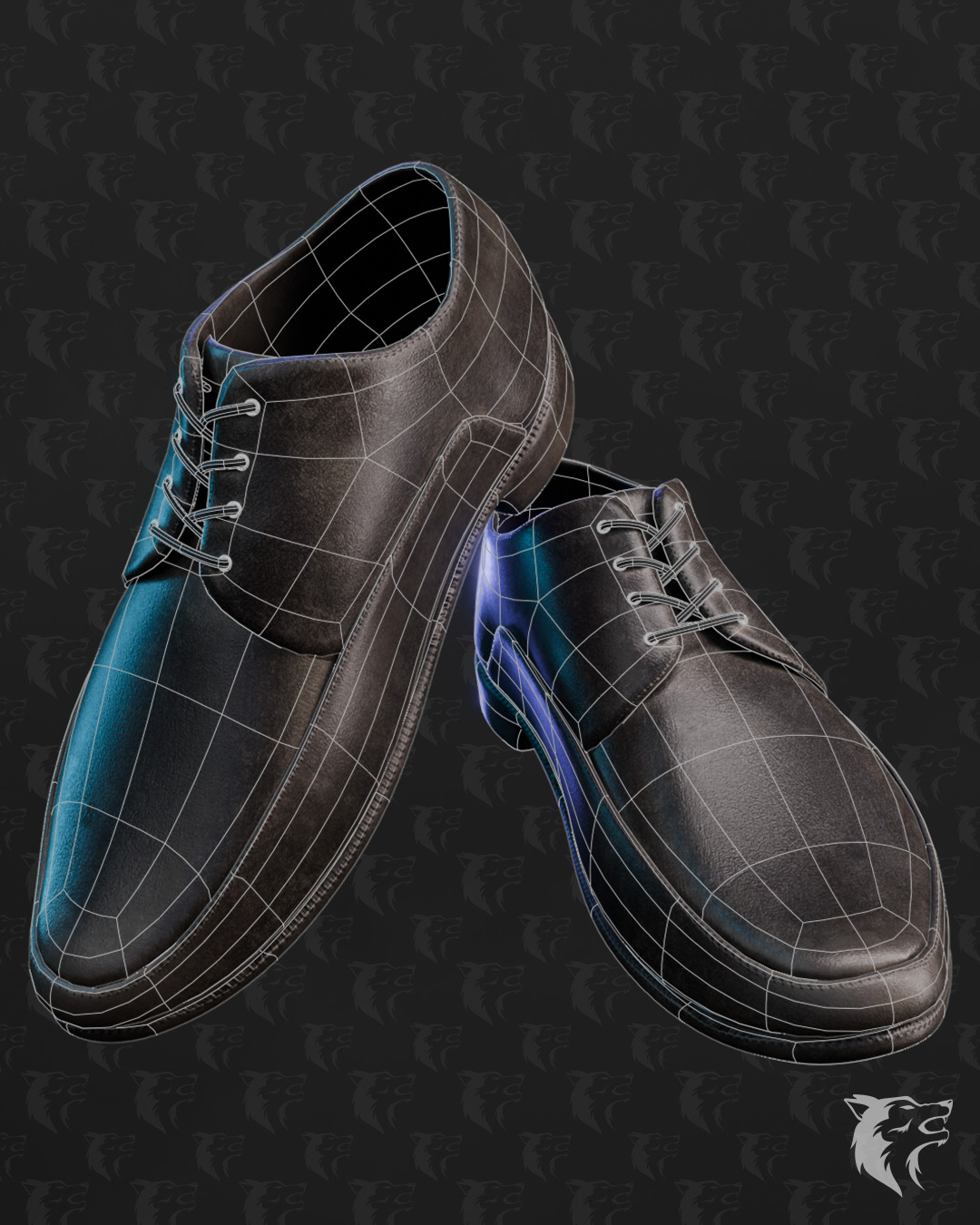 Dress Shoe - Quad Topology Low-poly 3D model_4