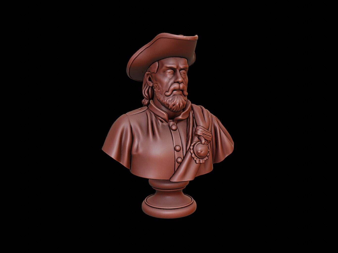 Juan Ponce de Leon Bust 3D print model_1