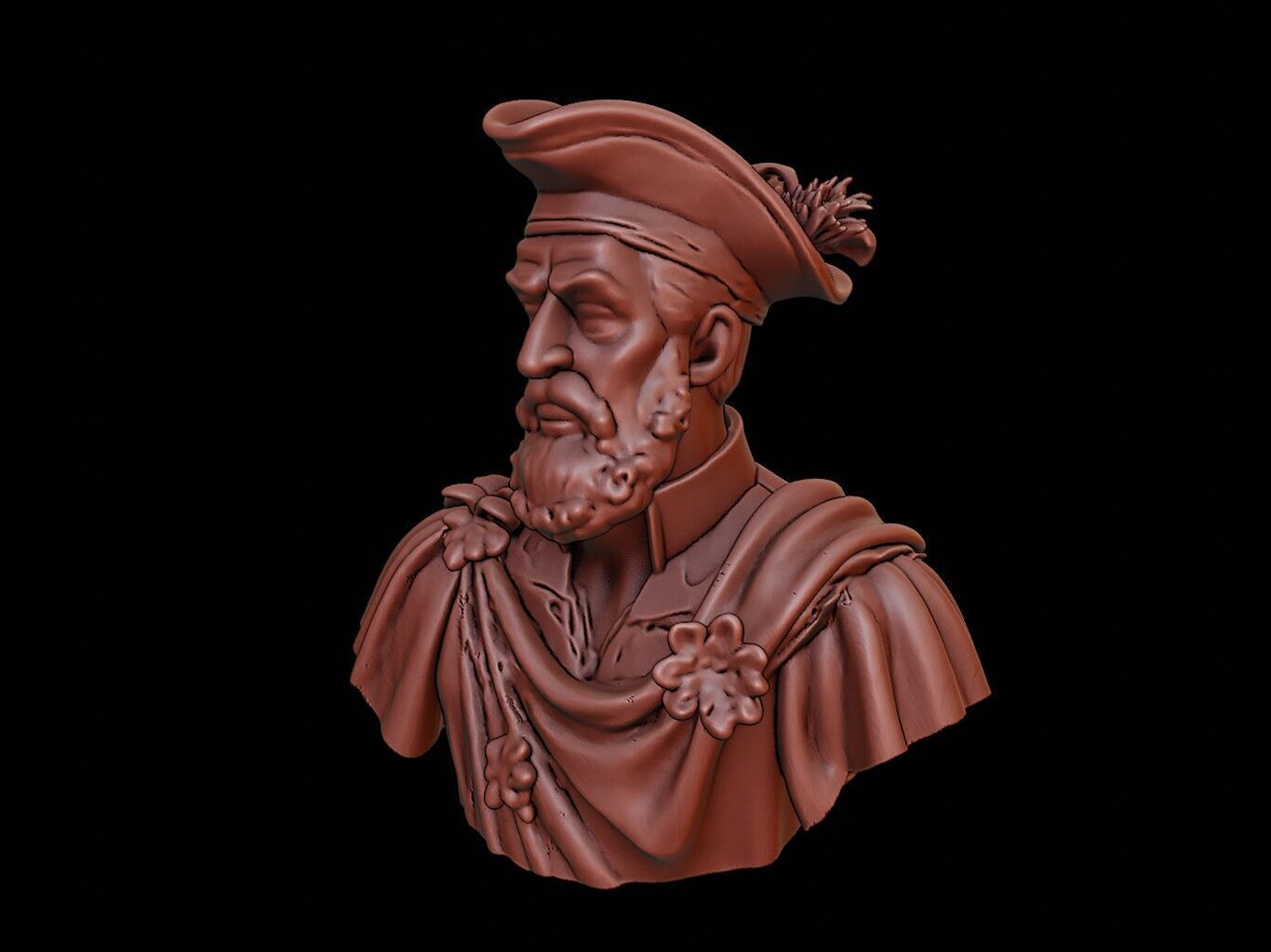 Juan Ponce de Leon Bust 3D print model_2