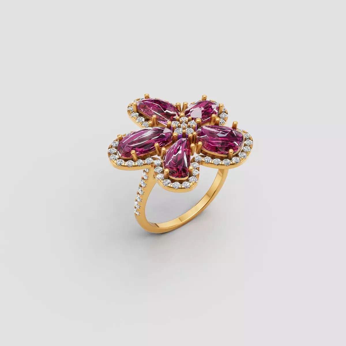 3D Cad jewelry design of Lady diamond ring 3D print model_0