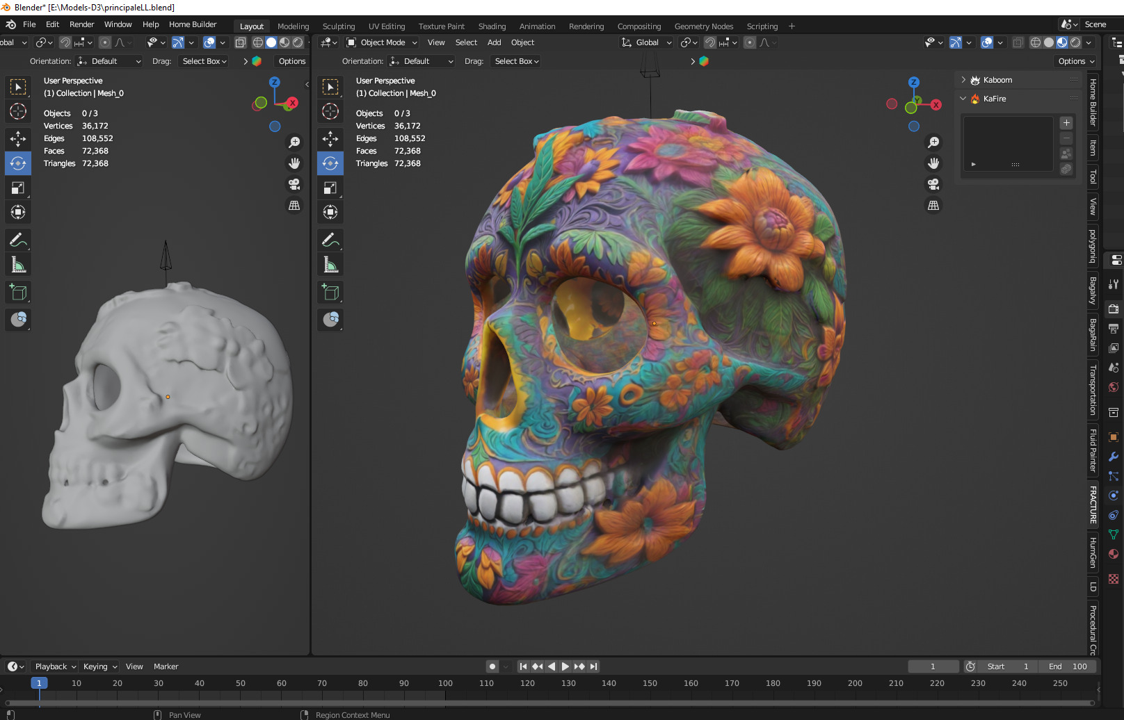 skull Low-poly 3D model_2