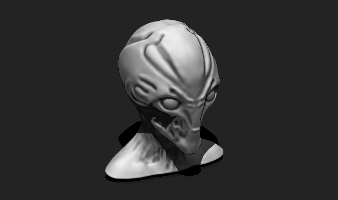 Alien Bust 6 - Extraterrestrial Sculpture STL File 3D print model_14