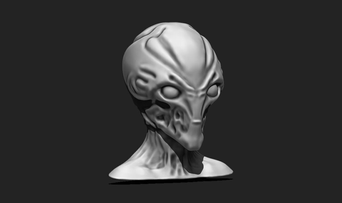 Alien Bust 6 - Extraterrestrial Sculpture STL File 3D print model_13