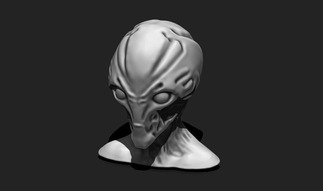 Alien Bust 6 - Extraterrestrial Sculpture STL File 3D print model_12
