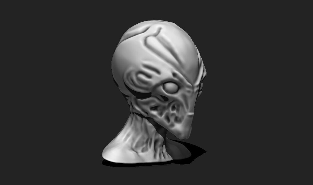 Alien Bust 6 - Extraterrestrial Sculpture STL File 3D print model_4