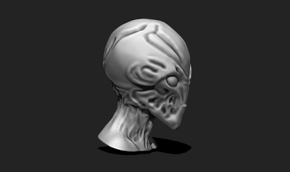 Alien Bust 6 - Extraterrestrial Sculpture STL File 3D print model_5
