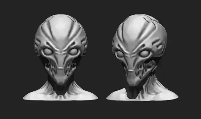 Alien Bust 6 - Extraterrestrial Sculpture STL File