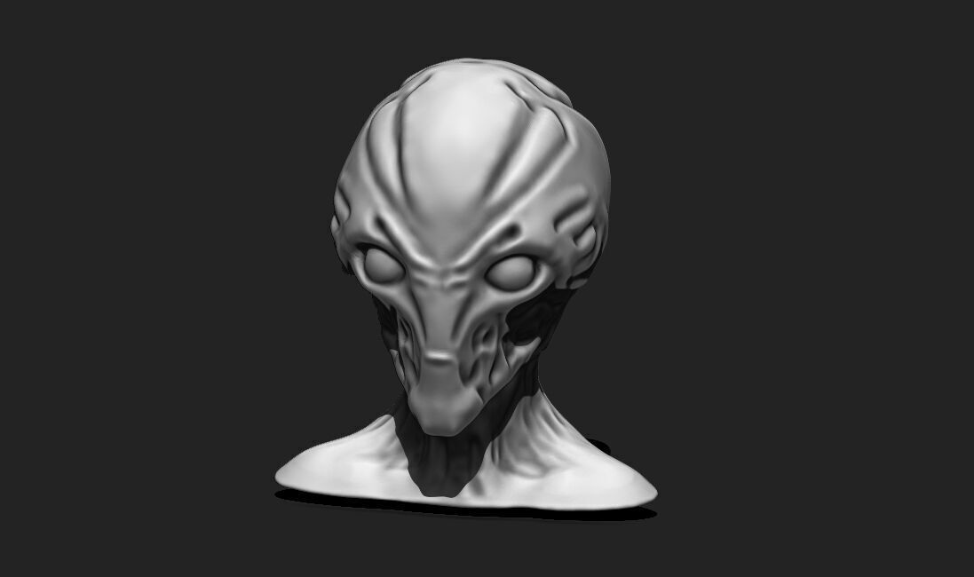 Alien Bust 6 - Extraterrestrial Sculpture STL File 3D print model_11