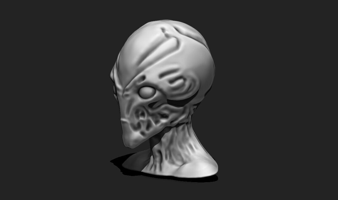 Alien Bust 6 - Extraterrestrial Sculpture STL File 3D print model_10