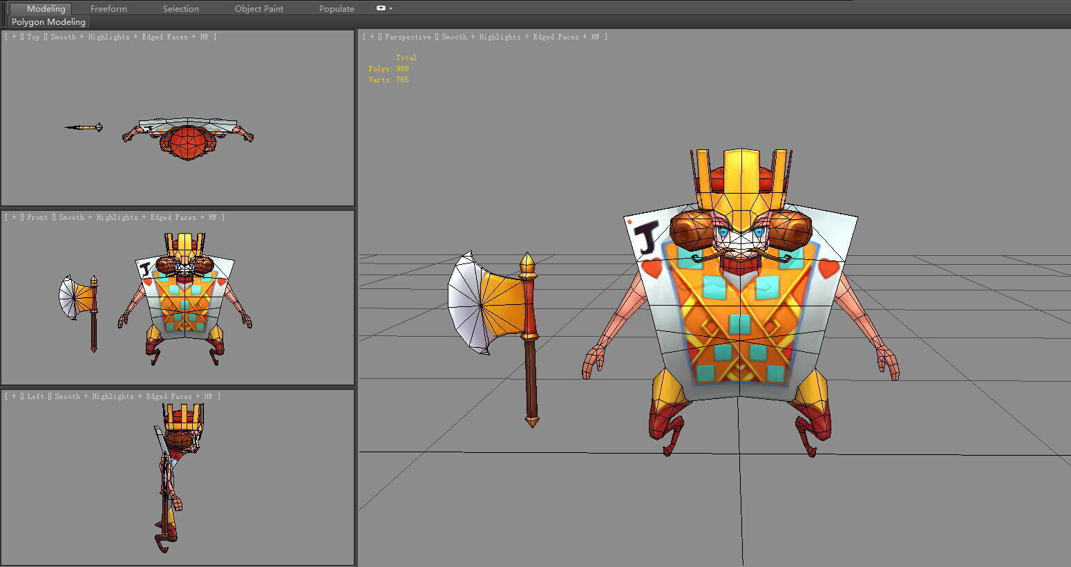 Jack in playing cards Low-poly 3D model_4