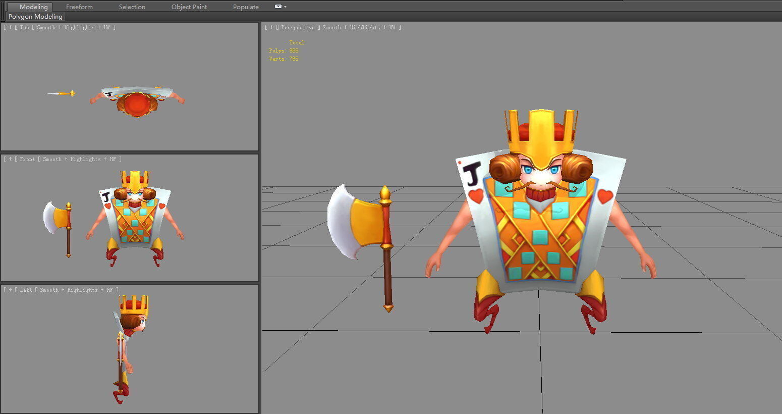 Jack in playing cards Low-poly 3D model_3