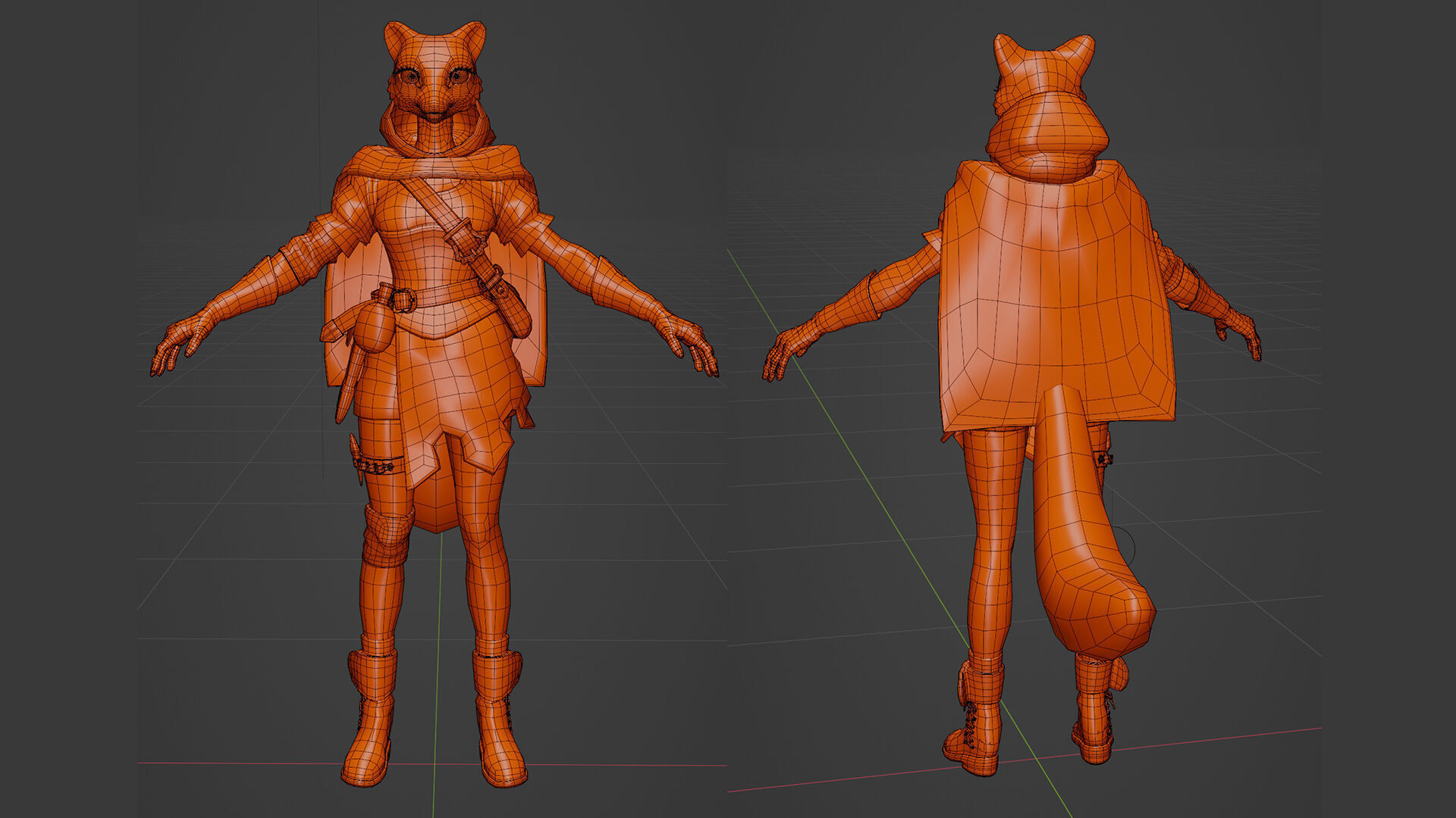 Ermine Girl Pathfinder Low-poly 3D model_23
