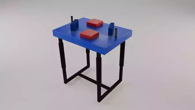Red and Blue Arm Wrestling Table 3D Model Blender