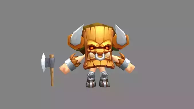 Cartoon tribal warrior  - The wild man wearing a mask